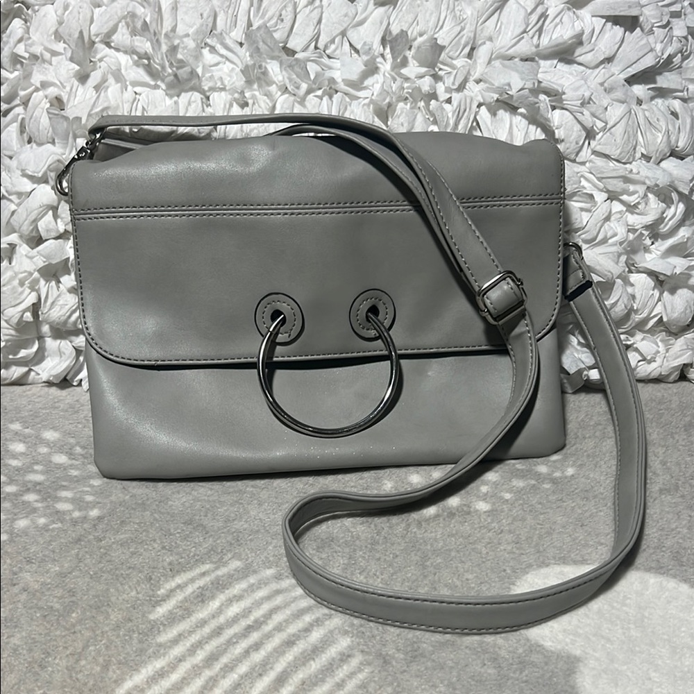 Gray Leather like  Shoulder Bag